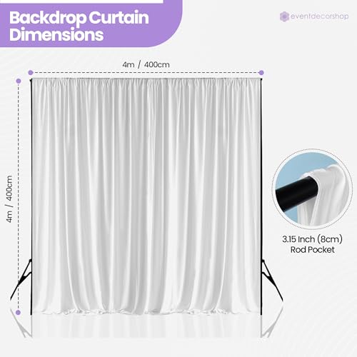 Fond de scène blanc 4x4m extensible en tissu polyester