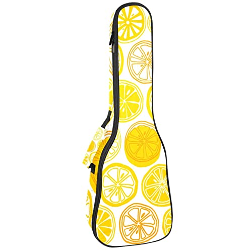 Sac de transport pour ukulélé ténor et soprano jaune citron avec bretelles rembourrées