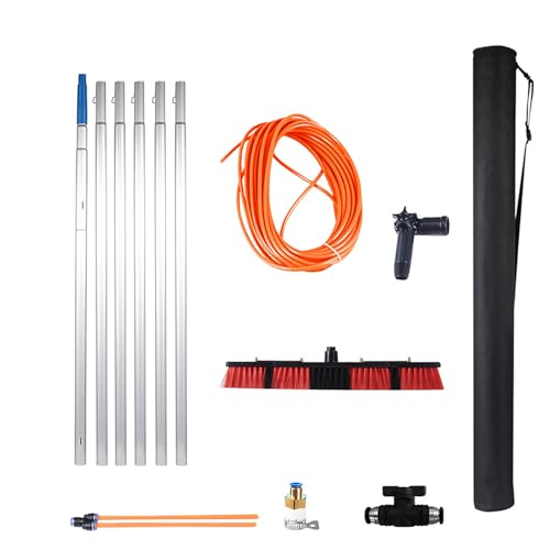 MQZHUK Teleskop Waschbürste 3-12 Meter Teleskopstange Fensterreinigung aus Aluminium Teleskopbürste 55cm zur Reinigung von Solaranlage Terrassendach Wintergarten Reinigungsset PV Anlage Reinigung 9m