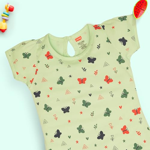 Image of LuvLap Baby Girls Regular Fit 100% Cotton Half Sleeves Girls Top Pack of 5