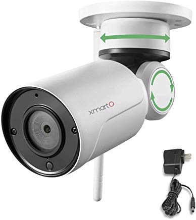 xmartO WP2024 [Pan Tilt & Built-in Audio] Add-on 1080p HD Wireless Pan Tilt Outdoor Security Camera 4mm Lens, 180° Pan and 55° Tilt Remote Control, 4X Digital Zoom and 80' IR Night Vision