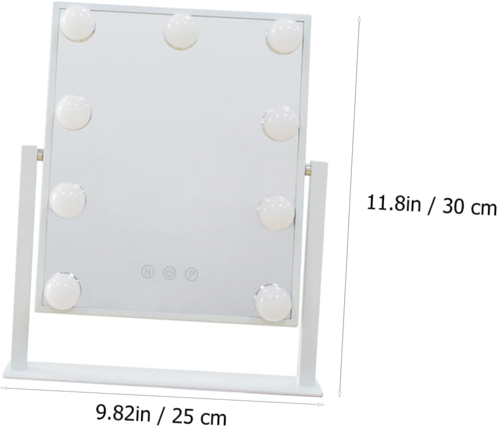 Large LED Makeup Mirror with Light Rechargeable Portable Desktop Vanity Mirror Single-Sided Square Design for Home Use for Girls and Beauty Enthusiasts