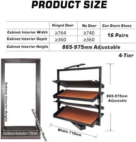 Shoe Storage Cabinet Cabinets Hallway Slim Cupboard Cupboards Hallways Slimline，Shoe Rack, Multi-Tiered Cabinet, 360° Rotating Pull-Out, Height-Adjustable for Wardrobe and Entryway Storage
