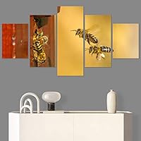 SIGNWIN 5 Panel Canvas Wall Art Modern Art Ants Butterfly Colorful Insects Minimalist Multicolor Photography for Home Decorations Ready to Hang - 60