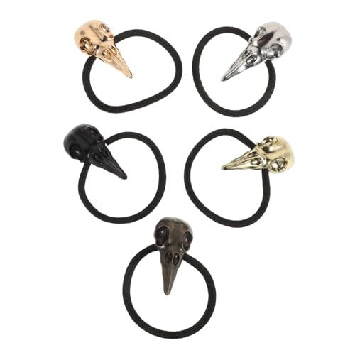 ノーブランド品 5個ゴシック風 カラス頭骨 ヘア ヘアバンド 伸縮性 ポニーテール用 レディース メンズ ハロウィン パーティー向け 髪飾り
