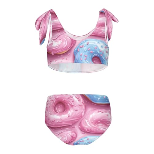 Abstract Rainbow Dount Dessert Colorful Girls Tankini Swimsuit Kids Bikini Sets 2 Pcs Bathing Suit 3T2