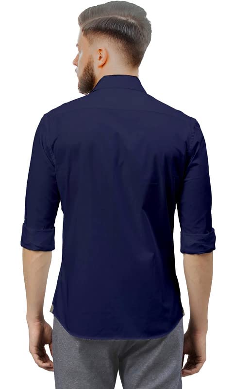 Image of SARAAI Men's Cotton Blend Full Sleeve Slim Fit Shirt|Stylish Casual Wear Shirt for Mens