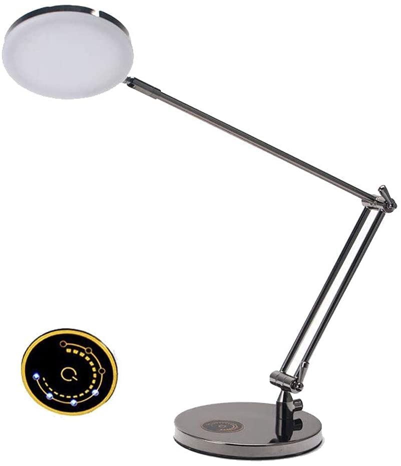 Lampe LED tactile à 7 niveaux d'intensité et rotation libre en alliage noir robuste
