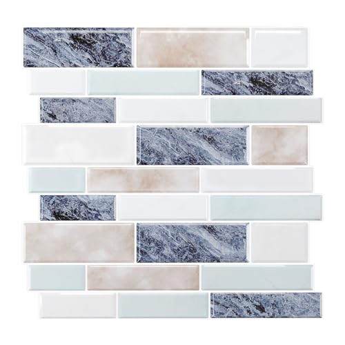 Azulejos para despegar y pegar autoadhesivos azul Carrara de 12x12 pulgadas 2