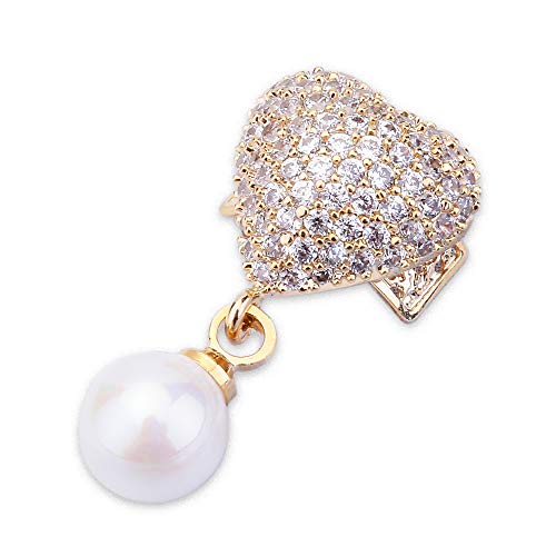 YVVO Nail Art Studs, 3D Spinning Nail Stud Gem Decoration, DIY Copper Nail Jewelry Accessories with Glue Tape for Nails, Shoes, Clothes and Phones(Pearl heart-shaped ornament)