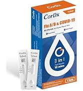 CorDx TyFast Flu A/B & Covid-19 Multiplex Rapid Test, 10 Mins at Home, FDA Authorized, 3-in-1 Com...