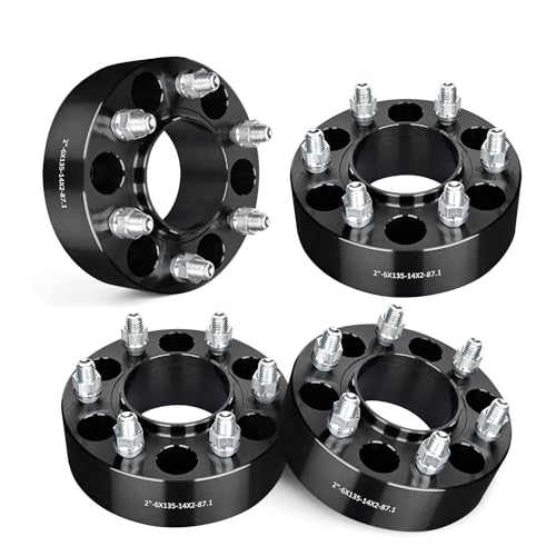 EVIL ENERGY 6x135 Wheel Spacers 2 inch Compatible with Ford Expedition F150 2004-2014, 6x135 mm Hubcentric with Lip 6 Lugs 87.1 mm Hub Bore M14x2 Studs Wheel Spacer Black