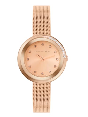 Image of French Connection Sunray Rose Round Dial with Rose Leather Strap Watch for Womens - FCO1RGM