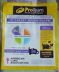 Sacs aspirateur ProTeam Sequoia évite la perte d'aspiration QuietPro 1112336