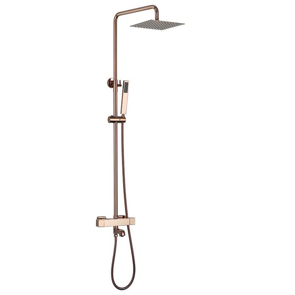 Juego de ducha de latón de lujo con cabezal de lluvia de 10 x 8 pulgadas, mezclador de pared, sistema de baño completo, diseño moderno, fácil instalación, experiencia de spa en casa