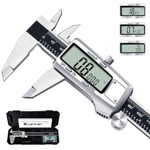 Kynup Digital Messschieber, 150 mm Schieblehre Digital Edelstahl, Elektronik Digitaler Messschieber Messwerkzeuge, LCD Display für Haushalt und Industrie Messung Messlehre, Schwarz