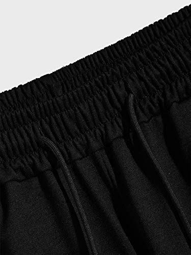 Romwe Men's Lightweight Running Workout Shorts Gym Athletic Shorts With Pocket Black M #TOP3