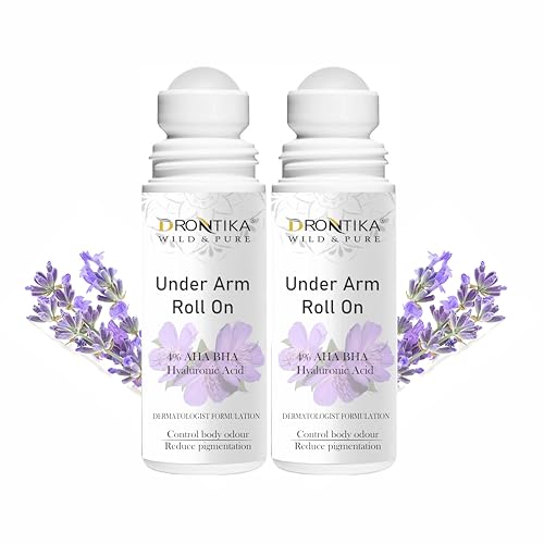 Image of Drontika Wild & Pure Lavender Deodorant Roll-On with AHA & BHA - Pack of 2 | Long-Lasting, Natural Odor Protection for Underarms | Alcohol-Free, Skin-Friendly Formula