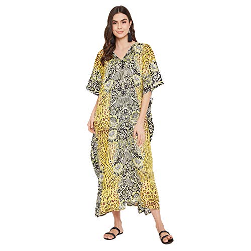 Image of Oussum Women Kaftan Plus Size Polyester Summer Lightweight Caftan Swimsuit Cover Ups Maxi African Mumu Lounge House Dress