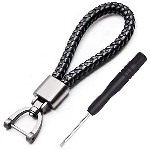 Llavero,Llaveros Coche,Llavero para Coche,Llavero Moto,Llaveros Originales,Llavero Hombre,Llaveros Mujer,Llavero de Cuerda de Cuero Trenzado,Llavero para Llaves de Casa,Oficina o Coche (Negro)