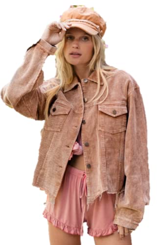 POL Clothing vintage cordury Jacket with raw edge