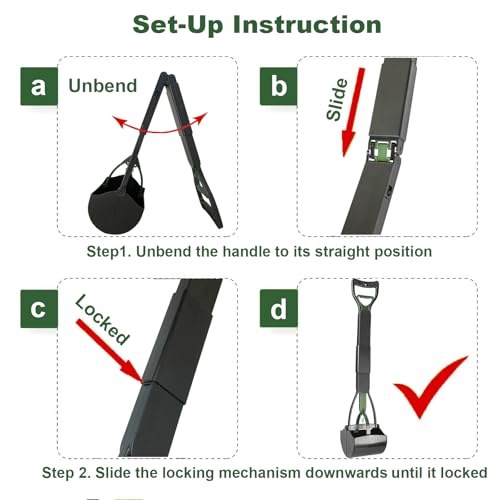 Image of 32'' Pooper Scooper for Large Small Dogs Heavy Duty, Long Handle Poop Scoop for Yard, Grass, Gravel, Dog Poop Grabber with High Strength Material and Durable Spring(Dark Green)