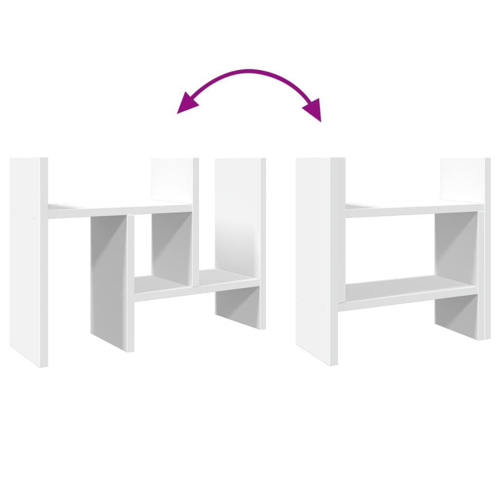 Schreibtisch-Organizer Weiß Holzwerkstoff 34,5x15,5x35,5 cm mit Fach und Stifthalter für Ablage, Ordner, Mappen, Büro und Homeoffice platzsparend und stapelbar zur Strukturierung von Papier