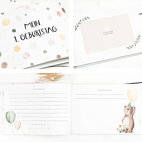 Geburtstagsbuch Erinnerungsalbum – Meine Geburtstage von 1 bis 12, Geschenk zum 1 Geburtstag für Mädchen und Jungs, DIN A5