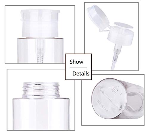 2 Pieces 3.5 oz (100ml) Plastic Pump Dispenser Empty Bottle,Push Down Nail Polish Remover Pumping Bottle Dispenser with Flip Top Cap