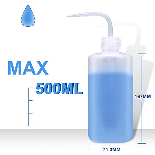 Wash bottle, 3 Pack LDPE Squeeze Bottles, Safe Plastic Low Density Polyethylene Watering Bottle Tattoo Wash Bottle with Narrow Mouth, for Chemistry, Industry, Lab & Gardening, 500ml / 17oz, 250ml / 8.5oz, 150ml / 5.1oz - Image 3