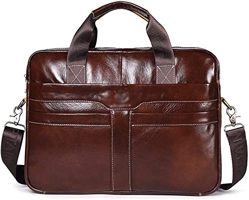Computer Bag Leather Men's Briefcase Business Briefcase Retro Head Layer Cowhide Slanting Handheld (D)