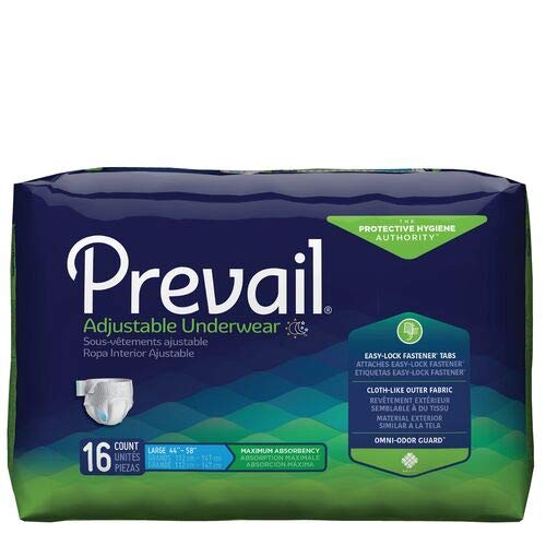 Prevail Maximum Absorbency Adjustable Incontinence Underwear, Large, 64 Count