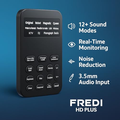 Image of ‎FREDI HD PLUS Mini Portable Voice Changer Device | Multi-Effect Sound Modulator with 12+ Modes, Noise Reduction & USB Rechargeable | Compatible with Mobile, Laptop, iPhone, Android & PS4 /PS5
