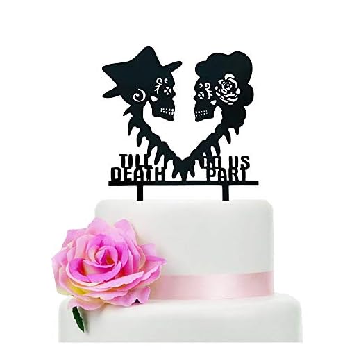 Till Death Do Us Part Wedding Cake Topper, Mr and Mrs Skull Cake Topper, Skeleton Couple Cake Topper, Black Silhouette Cake Topper（Skull）
