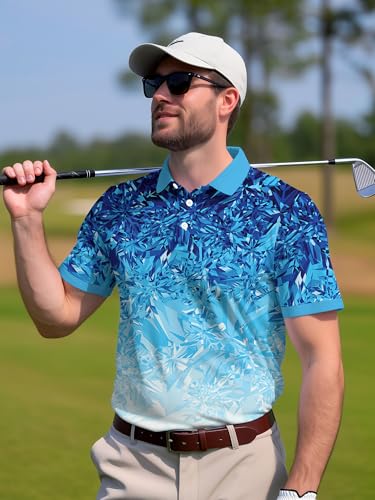 Image of PAGYMO Funny Golf Shirts for Men Crazy Printed Pattern Novelty Moisture Wicking Performance Mens Polo Shirt