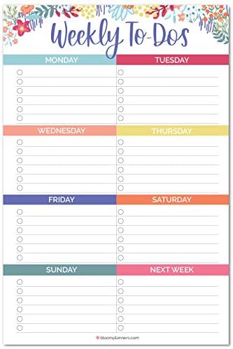 bloom daily planners Undated Weekly Tear-Off To Do List Planning Pad with Magnets - Hanging Notepad Organizer for Fridge - 6” x 9” - Floral Dots