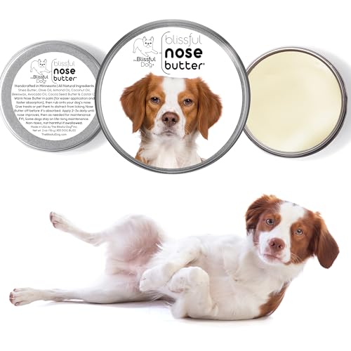 Image of The Blissful Dog Brittany Spaniel Nose Butter for Dry, Cracked Skin, Lick-Safe Dog Nose Balm with Moisturizing Shea Butter, Almond, Olive, and Essential Oils, Pet Supplies, Uncented, 8 oz.