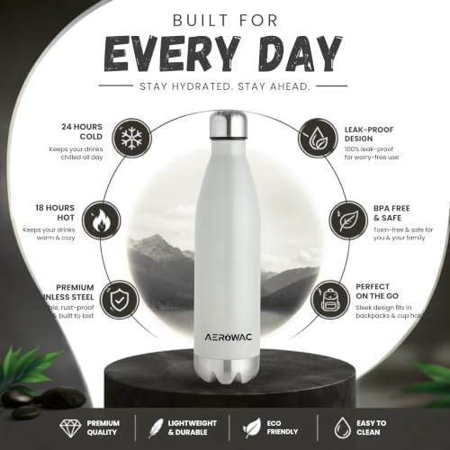 Image of 304 Stainless Steel Viva Insulated Flask 750ml | Hot & Cold 24 Hours | Double Wall, Leak Proof, BPA-Free, Lightweight Bottle | Ideal for Office, Gym, School and Travel (Grey, Pack of 1)