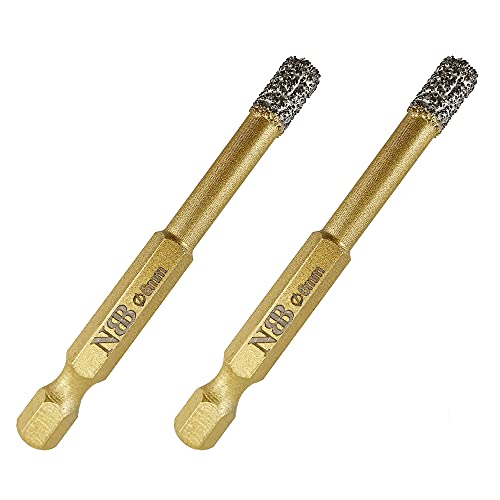 NBB Brocas de diamante con vástago hexagonal E6.3mm, corona diamante para taladrar en seco en porcelana, cerámica, baldosas, granito, azulejo, meyor en húmedo (2, 6mm)