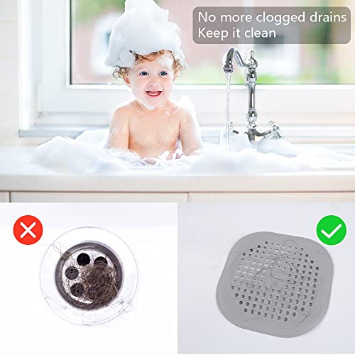 image for Susimond 4PCS Shower Drain Hair Catcher with Flower Hair Trap, Square 
