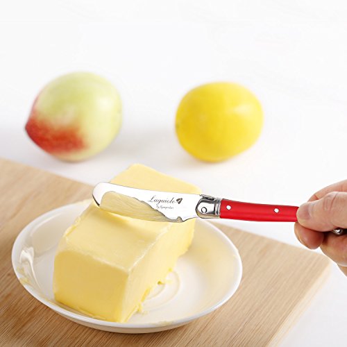 Laguiole By Flyingcolors Cheese Knife Butter Spreaders Knife Set Stainless Steel, Red Color Handle, 6 Pieces #TOP1