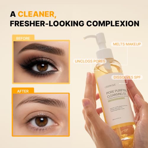 Image of Korean Cleansing Oil Makeup Remover w / LHA Centella Tea Tree Heartleaf Murwort & Green Tea | Lightweight Deep Pore Cleaner for Blackheads Sebum Waterproof Sunscreen & Sensitive Acne-Prone Skin 6.7 Oz