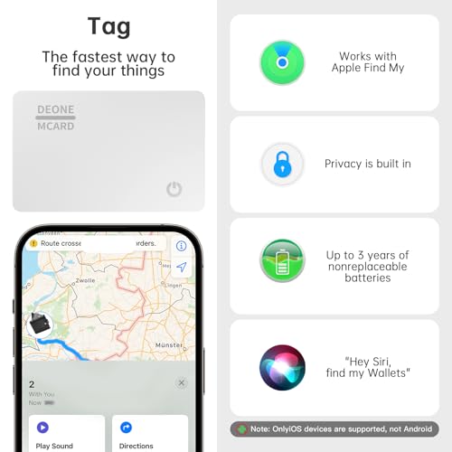Image of Wallet Tracker Card, Wallet Tracker Compatible with Apple Find My (iOS Only), Ultra Thin GPS Item Finder, Tracking for Luggage Tag, Lost Item Alert Feature, 90-100db Loud Sound, Waterproof, White
