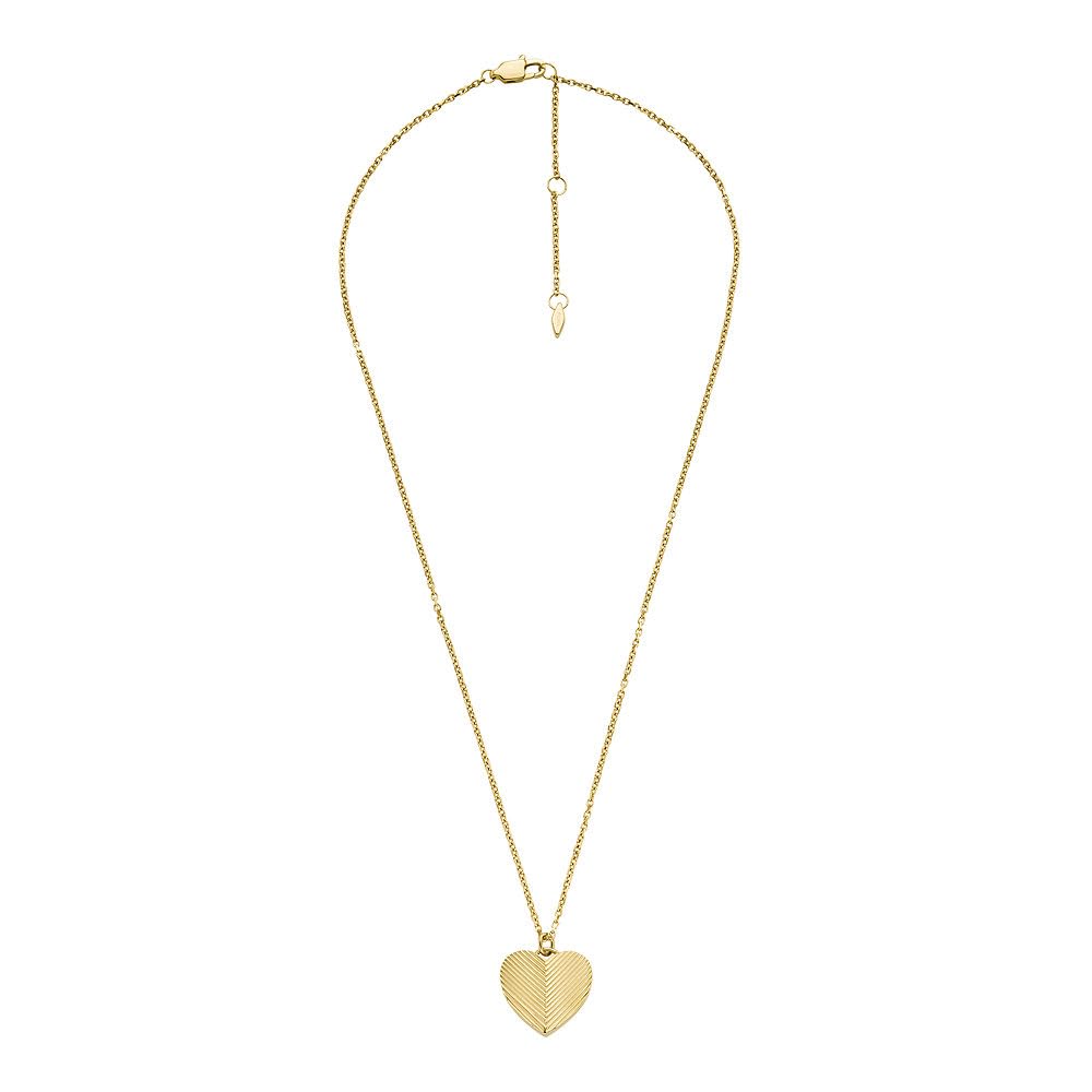 Fossil Collana da donna in acciaio inossidabile, tonalità oro, con chiusura a moschettone e ciondolo a forma di cuore