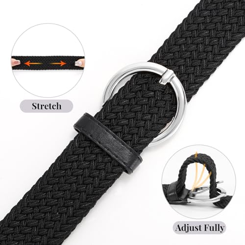 Image of JASGOOD Women Men Braided Woven Elastic Stretch Waist Belt Golf Canvas Fabric Casual Belt for Jeans Pants