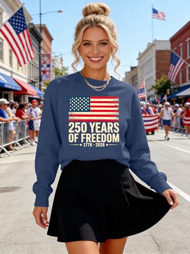 Image of PECHAR USA Sweatshirt Women American Flag Sweater 4th of July Shirts Patriotic Sweater Fourth of July Pullover
