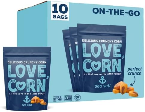 LOVE CORN Sea Salt | Delicious Crunchy Corn Snack | 1.6oz x10 bags | Non-GMO, Gluten-Free, Plant Based, Low-Sugar…