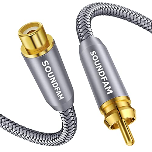 RCA Extension Cable,Subwoofer Cable Male to Female Gold-Plated for Home Theater, TV, Amplifier, Speaker etc-Grey(3ft/1M)