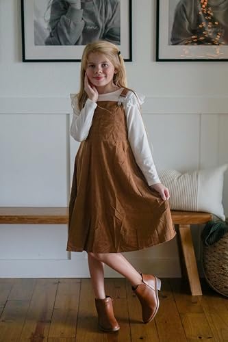Image of HIHA Little Girls Adjustable Corduroy Pinafore Overall Dress Set Size 6-12