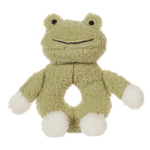 Image of Apricot Lamb Baby Frog Soft Rattle Toy, Plush Stuffed Animal for Newborn Soft Hand Grip Shaker Over 0 Months (Frog, 6 Inches)